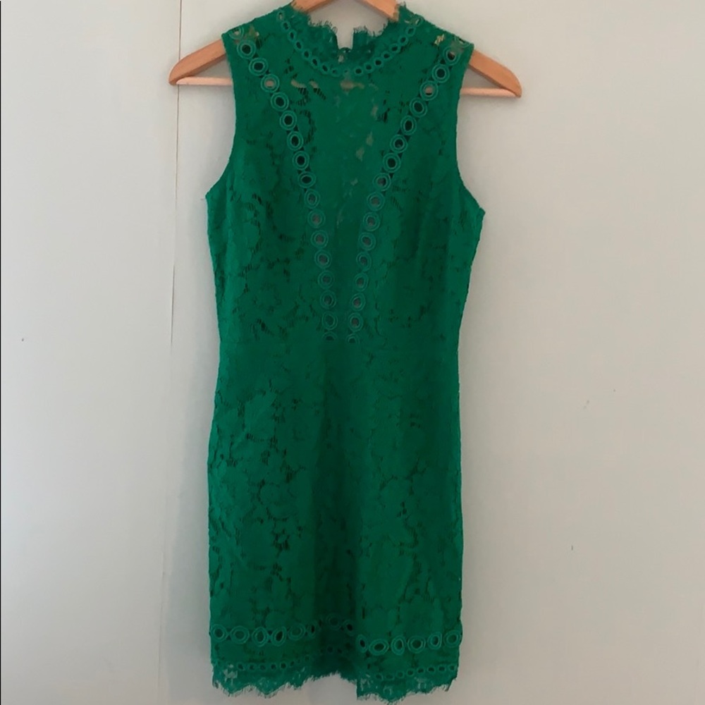 Green lace Free People open back cocktail dress